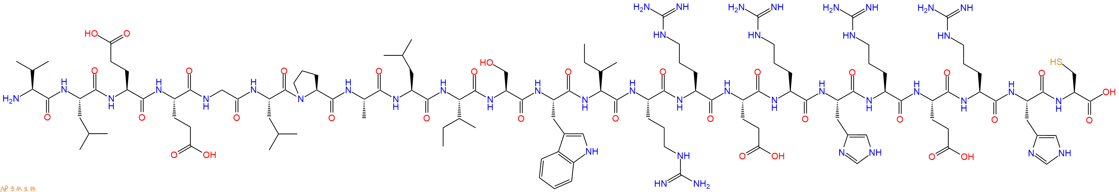 专肽生物产品H2N-Val-Leu-Glu-Glu-Gly-Leu-Pro-Ala-Leu-Ile-Ser-Trp-Ile-Arg-Arg-Glu-Arg-His-Arg-Glu-Arg-His-Cys-COOH