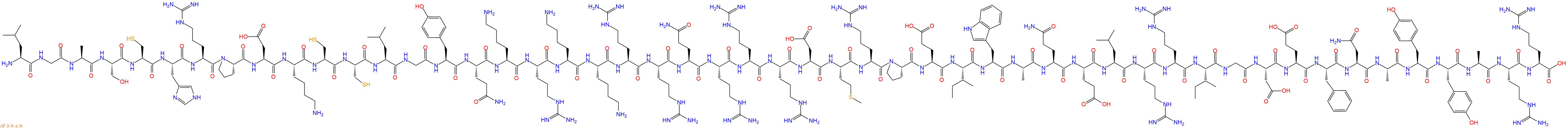 专肽生物产品H2N-Leu-Gly-Ala-Ser-Cys-His-Arg-Pro-Asp-Lys-Cys-Cys-Leu-Gly-Tyr-Gln-Lys-Arg-Lys-Lys-Arg-Arg-Gln-Arg-Arg-Arg-Asp-Met-Arg-Pro-Glu-Ile-Trp-Ala-Gln-Glu-Leu-Arg-Arg-Ile-Gly-Asp-Glu-Phe-Asn-Ala-Tyr-Tyr-Ala-Arg-Arg-COOH