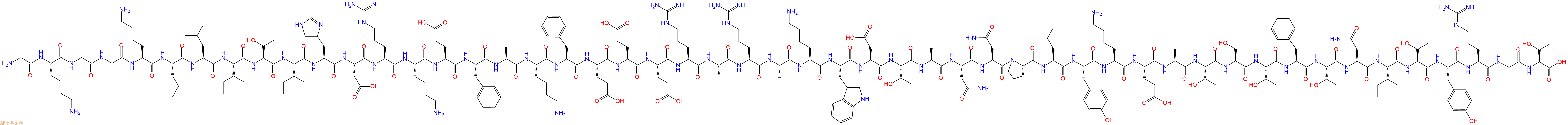 专肽生物产品H2N-Gly-Lys-Gly-Gly-Lys-Leu-Leu-Ile-Thr-Ile-His-Asp-Arg-Lys-Glu-Phe-Ala-Lys-Phe-Glu-Glu-Glu-Arg-Ala-Arg-Ala-Lys-Trp-Asp-Thr-Ala-Asn-Asn-Pro-Leu-Tyr-Lys-Glu-Ala-Thr-Ser-Thr-Phe-Thr-Asn-Ile-Thr-Tyr-Arg-Gly-Thr-COOH