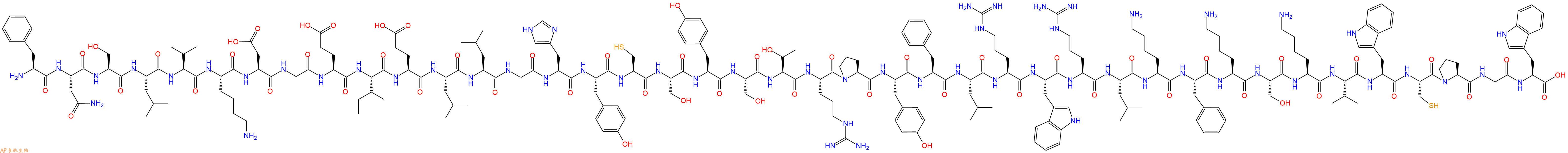 专肽生物产品H2N-Phe-Asn-Ser-Leu-Val-Lys-Asp-Gly-Glu-Ile-Glu-Leu-Leu-Gly-His-Tyr-Cys-Ser-Tyr-Ser-Thr-Arg-Pro-Tyr-Phe-Leu-Arg-Trp-Arg-Leu-Lys-Phe-Lys-Ser-Lys-Val-Trp-Cys-Pro-Gly-Trp-COOH