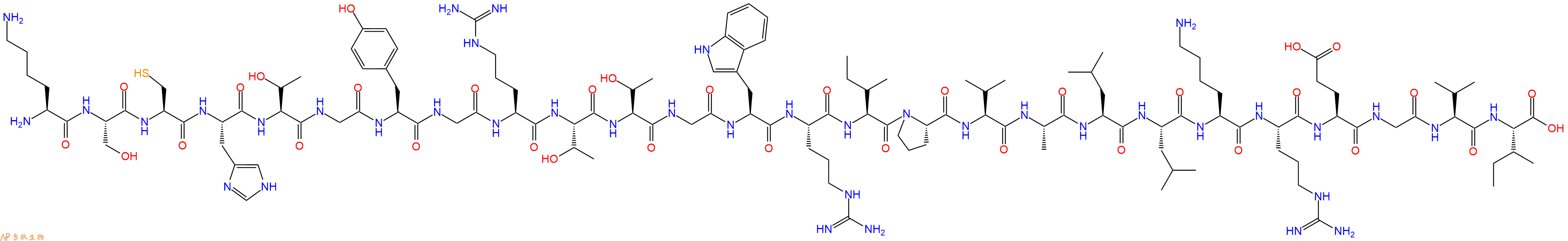 专肽生物产品H2N-Lys-Ser-Cys-His-Thr-Gly-Tyr-Gly-Arg-Thr-Thr-Gly-Trp-Arg-Ile-Pro-Val-Ala-Leu-Leu-Lys-Arg-Glu-Gly-Val-Ile-COOH
