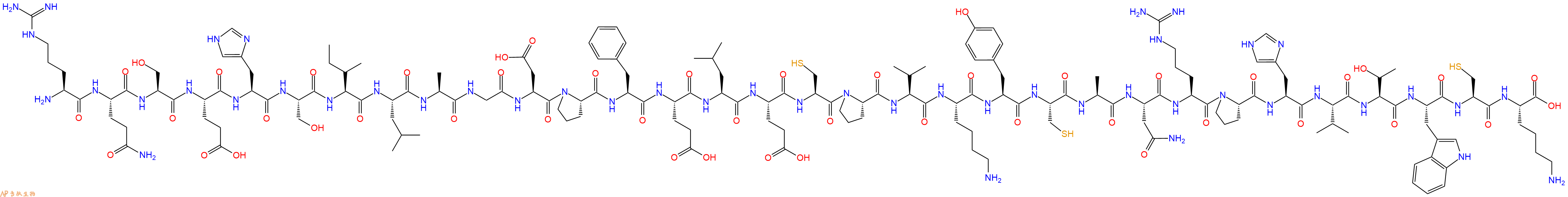 专肽生物产品H2N-Arg-Gln-Ser-Glu-His-Ser-Ile-Leu-Ala-Gly-Asp-Pro-Phe-Glu-Leu-Glu-Cys-Pro-Val-Lys-Tyr-Cys-Ala-Asn-Arg-Pro-His-Val-Thr-Trp-Cys-Lys-COOH