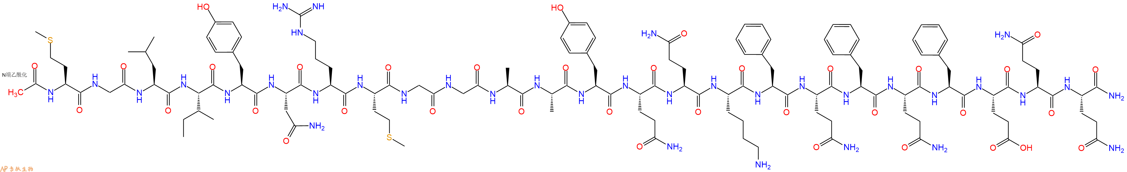 专肽生物产品Ac-Met-Gly-Leu-Ile-Tyr-Asn-Arg-Met-Gly-Gly-Ala-Ala-Tyr-Gln-Gln-Lys-Phe-Gln-Phe-Gln-Phe-Glu-Gln-Gln-NH2