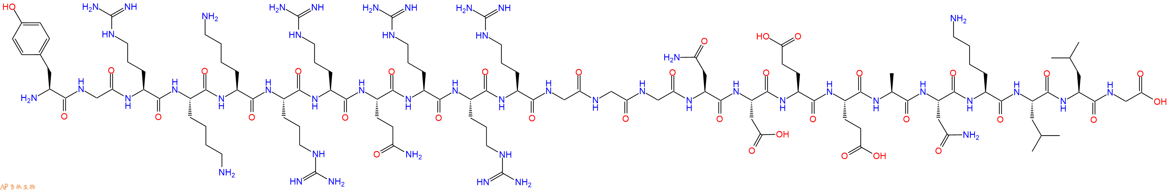 专肽生物产品H2N-Tyr-Gly-Arg-Lys-Lys-Arg-Arg-Gln-Arg-Arg-Arg-Gly-Gly-Gly-Asn-Asp-Glu-Glu-Ala-Asn-Lys-Leu-Leu-Gly-COOH