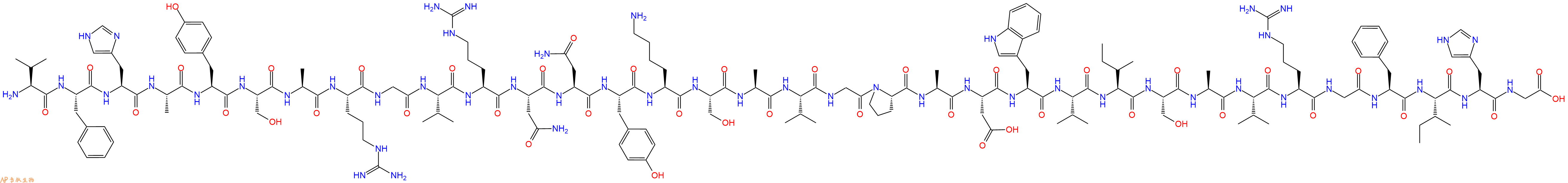 专肽生物产品H2N-Val-Phe-His-Ala-Tyr-Ser-Ala-Arg-Gly-Val-Arg-Asn-Asn-Tyr-Lys-Ser-Ala-Val-Gly-Pro-Ala-Asp-Trp-Val-Ile-Ser-Ala-Val-Arg-Gly-Phe-Ile-His-Gly-COOH