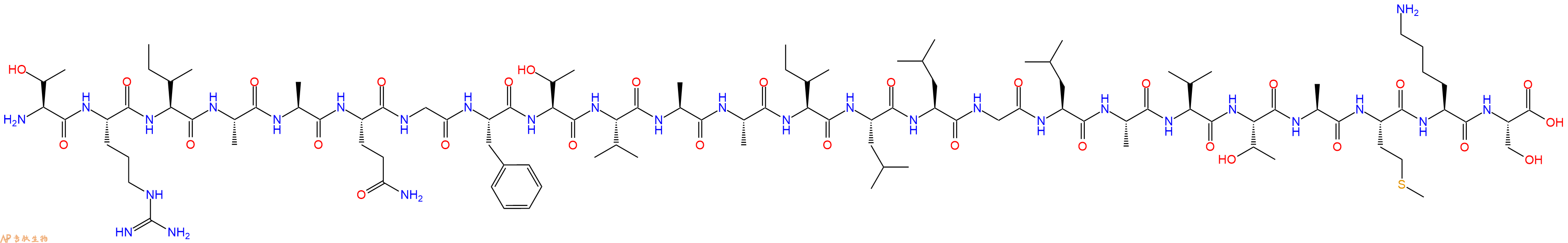 专肽生物产品H2N-Thr-Arg-Ile-Ala-Ala-Gln-Gly-Phe-Thr-Val-Ala-Ala-Ile-Leu-Leu-Gly-Leu-Ala-Val-Thr-Ala-Met-Lys-Ser-COOH