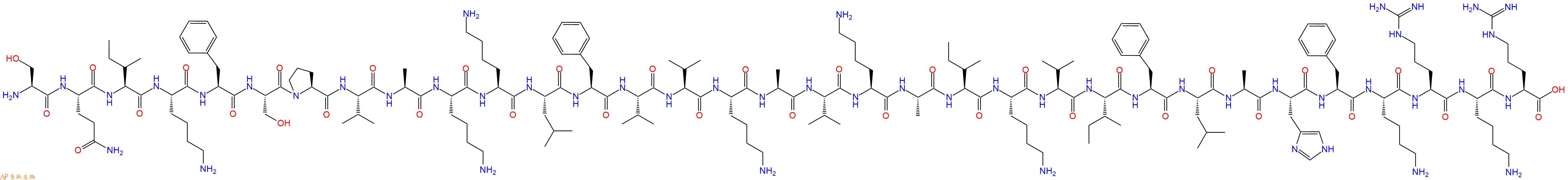 专肽生物产品H2N-Ser-Gln-Ile-Lys-Phe-Ser-Pro-Val-Ala-Lys-Lys-Leu-Phe-Val-Val-Lys-Ala-Val-Lys-Ala-Ile-Lys-Val-Ile-Phe-Leu-Ala-His-Phe-Lys-Arg-Lys-Arg-COOH