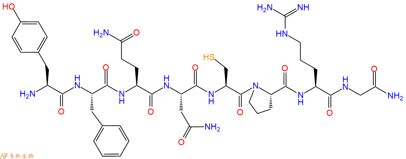 专肽生物产品H2N-Tyr-Phe-Gln-Asn-Cys-Pro-Arg-Gly-NH2