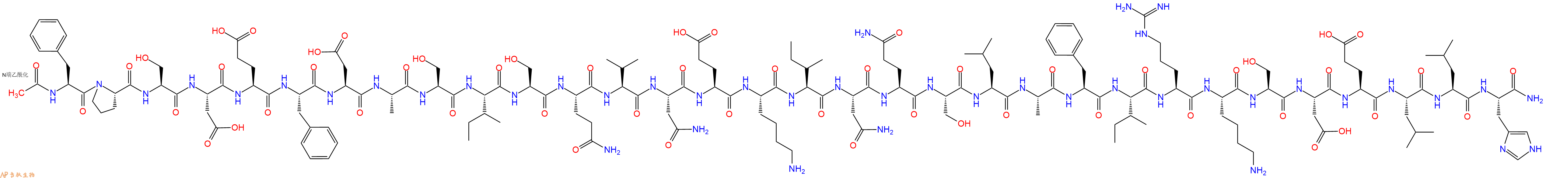 专肽生物产品Ac-Phe-Pro-Ser-Asp-Glu-Phe-Asp-Ala-Ser-Ile-Ser-Gln-Val-Asn-Glu-Lys-Ile-Asn-Gln-Ser-Leu-Ala-Phe-Ile-Arg-Lys-Ser-Asp-Glu-Leu-Leu-His-NH2