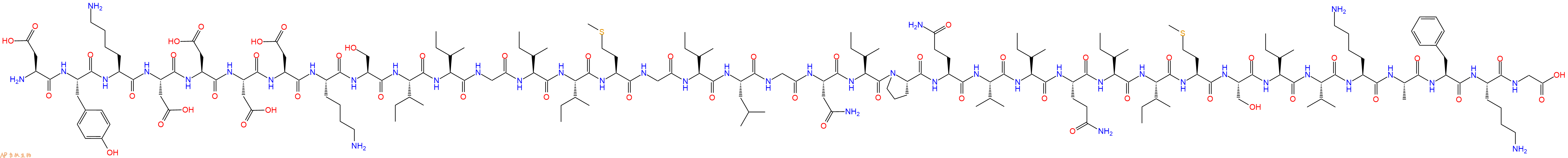 专肽生物产品H2N-Asp-Tyr-Lys-Asp-Asp-Asp-Asp-Lys-Ser-Ile-Ile-Gly-Ile-Ile-Met-Gly-Ile-Leu-Gly-Asn-Ile-Pro-Gln-Val-Ile-Gln-Ile-Ile-Met-Ser-Ile-Val-Lys-Ala-Phe-Lys-Gly-COOH
