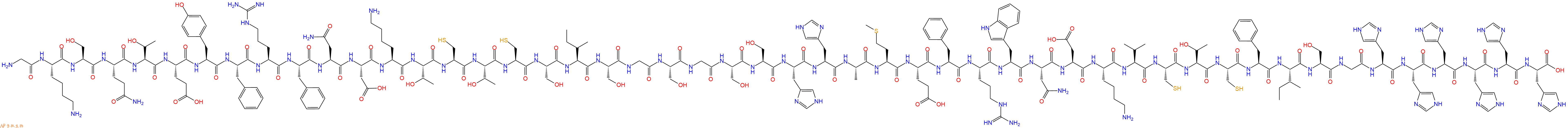 专肽生物产品H2N-Gly-Lys-Ser-Gln-Thr-Glu-Tyr-Phe-Arg-Phe-Asn-Asp-Lys-Thr-Cys-Thr-Cys-Ser-Ile-Ser-Gly-Ser-Gly-Ser-Ser-His-His-Ala-Met-Glu-Phe-Arg-Trp-Asn-Asp-Lys-Val-Cys-Thr-Cys-Phe-Ile-Ser-Gly-His-His-His-His-His-His-COOH