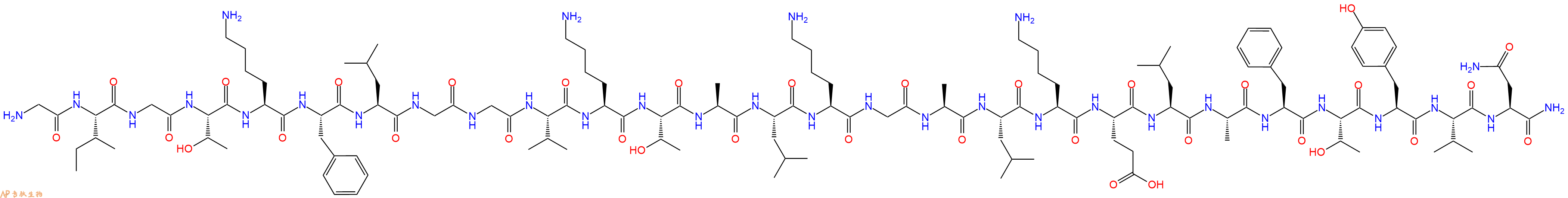 专肽生物产品H2N-Gly-Ile-Gly-Thr-Lys-Phe-Leu-Gly-Gly-Val-Lys-Thr-Ala-Leu-Lys-Gly-Ala-Leu-Lys-Glu-Leu-Ala-Phe-Thr-Tyr-Val-Asn-NH2