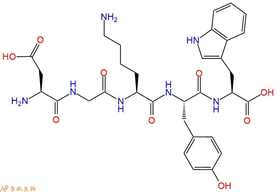专肽生物产品H2N-Asp-Gly-Lys-Tyr-Trp-COOH