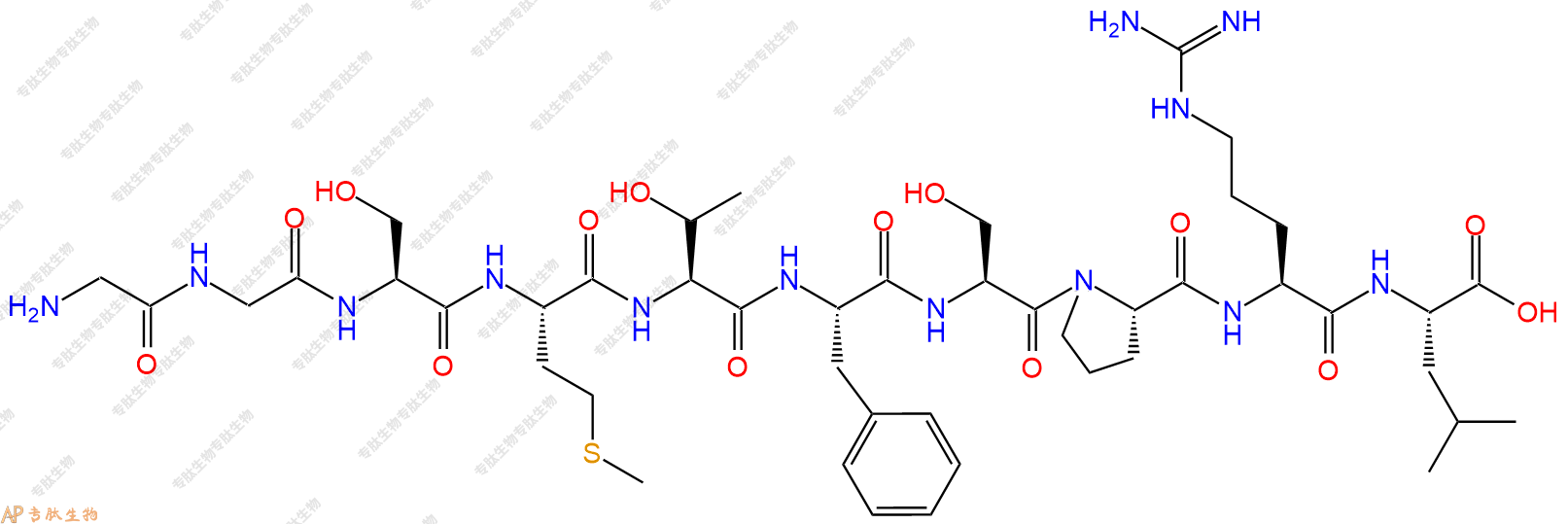专肽生物产品H2N-Gly-Gly-Ser-Met-Thr-Phe-Ser-Pro-Arg-Leu-COOH
