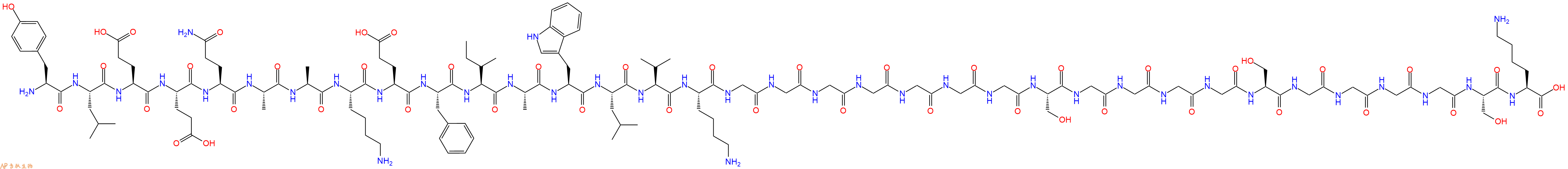 专肽生物产品H2N-Tyr-Leu-Glu-Glu-Gln-Ala-Ala-Lys-Glu-Phe-Ile-Ala-Trp-Leu-Val-Lys-Gly-Gly-Gly-Gly-Gly-Gly-Gly-Ser-Gly-Gly-Gly-Gly-Ser-Gly-Gly-Gly-Gly-Ser-Lys-COOH