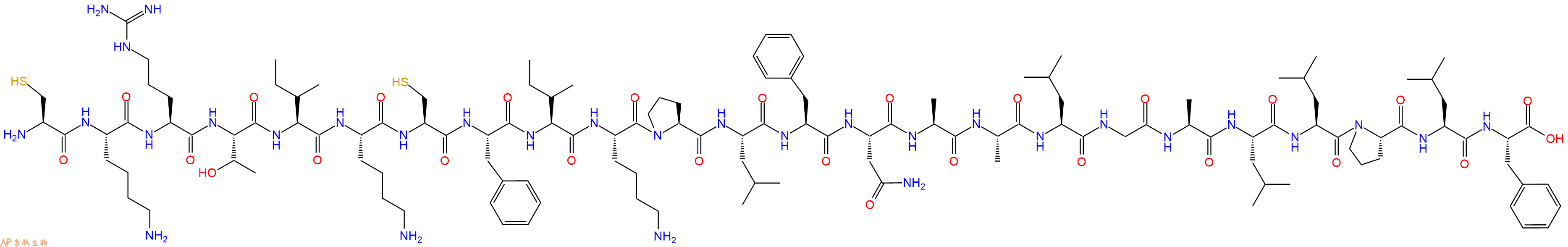 专肽生物产品H2N-Cys-Lys-Arg-Thr-Ile-Lys-Cys-Phe-Ile-Lys-Pro-Leu-Phe-Asn-Ala-Ala-Leu-Gly-Ala-Leu-Leu-Pro-Leu-Phe-COOH