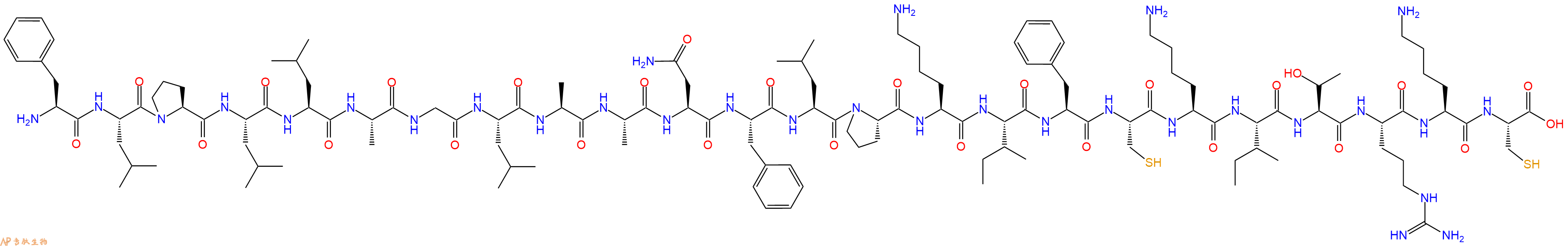 专肽生物产品H2N-Phe-Leu-Pro-Leu-Leu-Ala-Gly-Leu-Ala-Ala-Asn-Phe-Leu-Pro-Lys-Ile-Phe-Cys-Lys-Ile-Thr-Arg-Lys-Cys-COOH