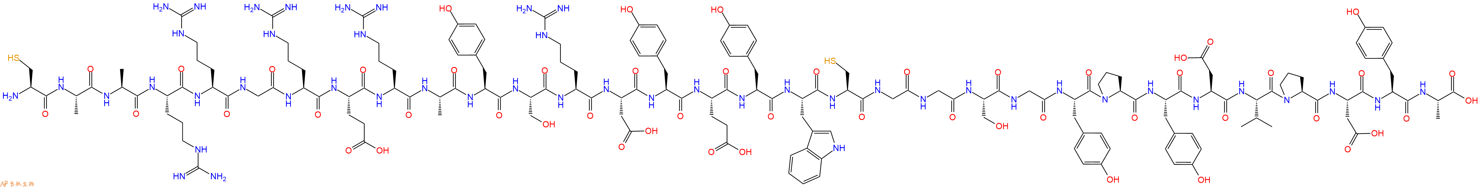专肽生物产品H2N-Cys-Ala-Ala-Arg-Arg-Gly-Arg-Glu-Arg-Ala-Tyr-Ser-Arg-Asp-Tyr-Glu-Tyr-Trp-Cys-Gly-Gly-Ser-Gly-Tyr-Pro-Tyr-Asp-Val-Pro-Asp-Tyr-Ala-COOH