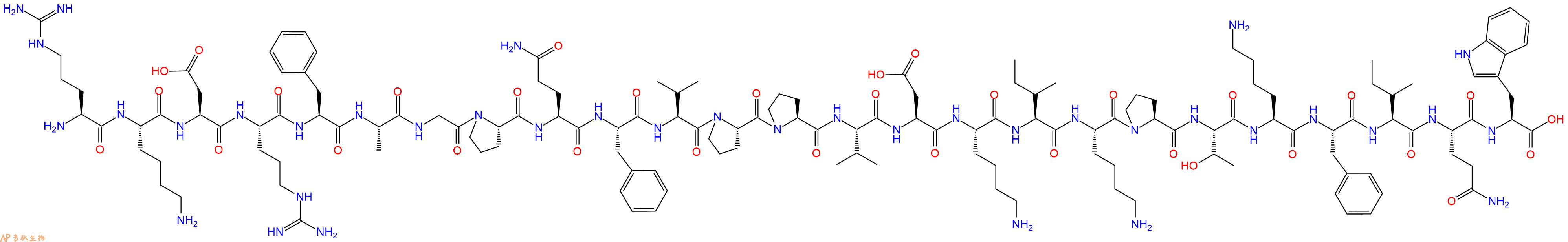 专肽生物产品H2N-Arg-Lys-Asp-Arg-Phe-Ala-Gly-Pro-Gln-Phe-Val-Pro-Pro-Val-Asp-Lys-Ile-Lys-Pro-Thr-Lys-Phe-Ile-Gln-Trp-COOH