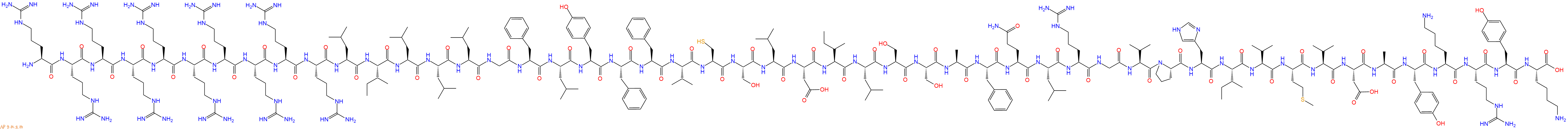 专肽生物产品H2N-Arg-Arg-Arg-Arg-Arg-Arg-Arg-Arg-Arg-Arg-Leu-Ile-Leu-Leu-Leu-Gly-Phe-Leu-Tyr-Phe-Phe-Val-Cys-Ser-Leu-Asp-Ile-Leu-Ser-Ser-Ala-Phe-Gln-Leu-Arg-Gly-Val-Pro-His-Ile-Val-Met-Val-Asp-Ala-Tyr-Lys-Arg-Tyr-Lys-COOH