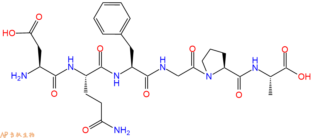 专肽生物产品H2N-Asp-Gln-Phe-Gly-Pro-Ala-COOH