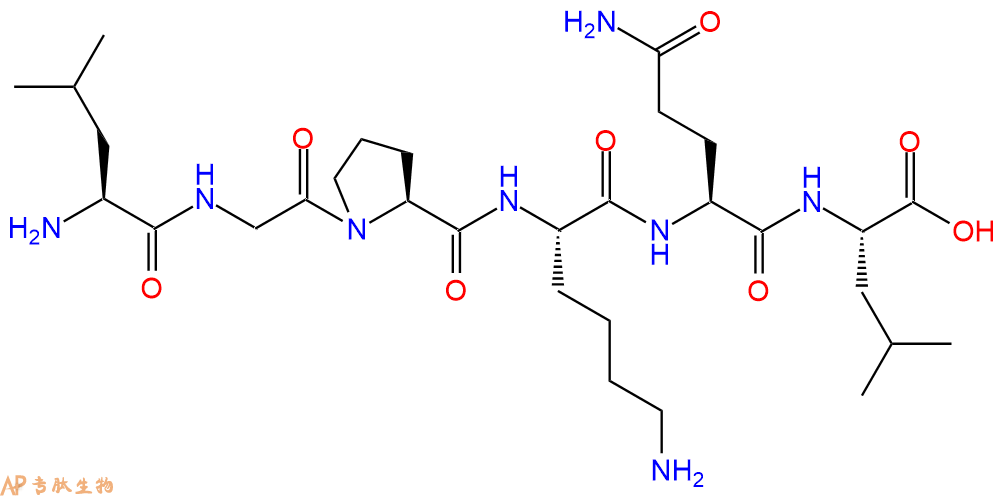 专肽生物产品H2N-Leu-Gly-Pro-Lys-Gln-Leu-COOH