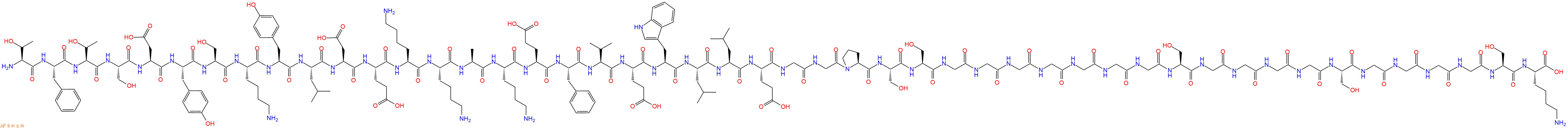 专肽生物产品H2N-Thr-Phe-Thr-Ser-Asp-Tyr-Ser-Lys-Tyr-Leu-Asp-Glu-Lys-Lys-Ala-Lys-Glu-Phe-Val-Glu-Trp-Leu-Leu-Glu-Gly-Gly-Pro-Ser-Ser-Gly-Gly-Gly-Gly-Gly-Gly-Gly-Ser-Gly-Gly-Gly-Gly-Ser-Gly-Gly-Gly-Gly-Ser-Lys-COOH