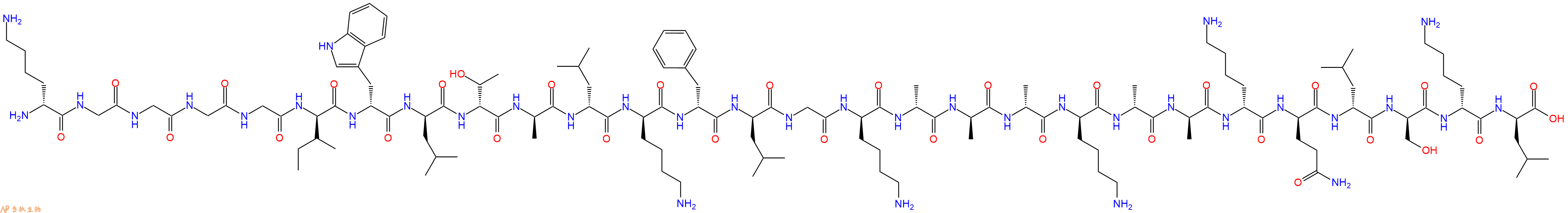 专肽生物产品H2N-DLys-Gly-Gly-Gly-Gly-DIle-DTrp-DLeu-DThr-DAla-DLeu-DLys-DPhe-DLeu-Gly-DLys-DAla-DAla-DAla-DLys-DAla-DAla-DLys-DGln-DLeu-DSer-DLys-DLeu-COOH
