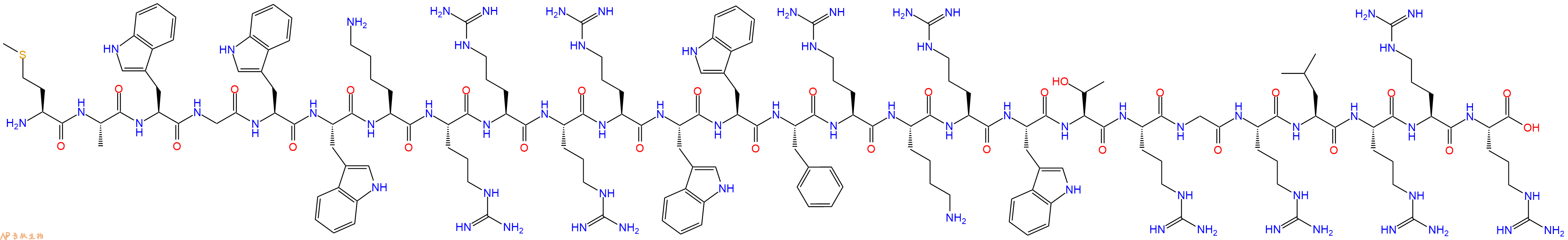 专肽生物产品H2N-Met-Ala-Trp-Gly-Trp-Trp-Lys-Arg-Arg-Arg-Arg-Trp-Trp-Phe-Arg-Lys-Arg-Trp-Thr-Arg-Gly-Arg-Leu-Arg-Arg-Arg-COOH