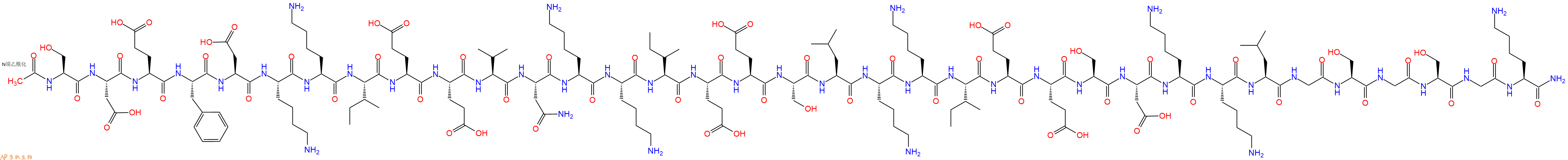 专肽生物产品Ac-Ser-Asp-Glu-Phe-Asp-Lys-Lys-Ile-Glu-Glu-Val-Asn-Lys-Lys-Ile-Glu-Glu-Ser-Leu-Lys-Lys-Ile-Glu-Glu-Ser-Asp-Lys-Lys-Leu-Gly-Ser-Gly-Ser-Gly-Lys-NH2