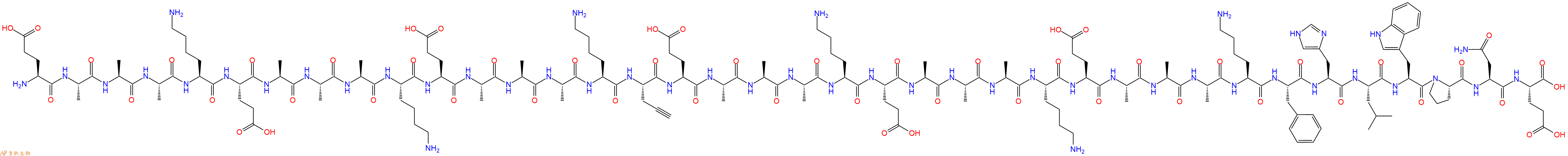 专肽生物产品H2N-Glu-Ala-Ala-Ala-Lys-Glu-Ala-Ala-Ala-Lys-Glu-Ala-Ala-Ala-Lys-Pra-Glu-Ala-Ala-Ala-Lys-Glu-Ala-Ala-Ala-Lys-Glu-Ala-Ala-Ala-Lys-Phe-His-Leu-Trp-Pro-Asn-Glu-COOH