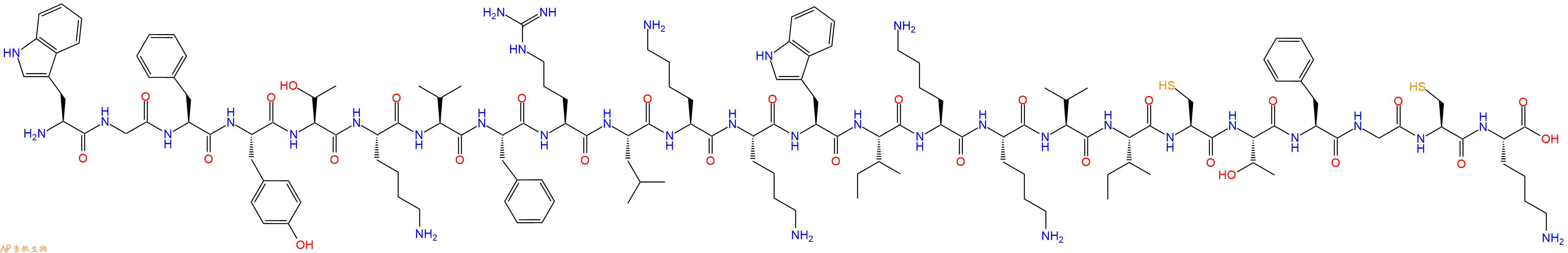 专肽生物产品H2N-Trp-Gly-Phe-Tyr-Thr-Lys-Val-Phe-Arg-Leu-Lys-Lys-Trp-Ile-Lys-Lys-Val-Ile-Cys-Thr-Phe-Gly-Cys-Lys-COOH