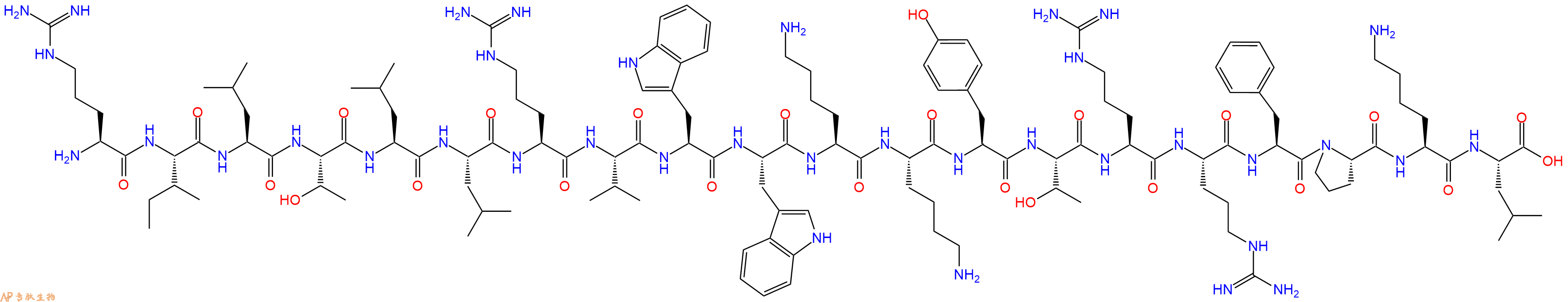专肽生物产品H2N-Arg-Ile-Leu-Thr-Leu-Leu-Arg-Val-Trp-Trp-Lys-Lys-Tyr-Thr-Arg-Arg-Phe-Pro-Lys-Leu-COOH