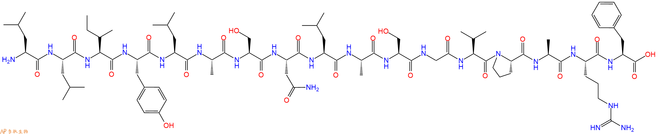专肽生物产品H2N-Leu-Leu-Ile-Tyr-Leu-Ala-Ser-Asn-Leu-Ala-Ser-Gly-Val-Pro-Ala-Arg-Phe-COOH