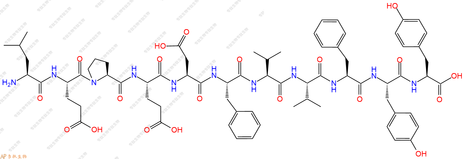 专肽生物产品H2N-Leu-Glu-Pro-Glu-Asp-Phe-Val-Val-Phe-Tyr-Tyr-COOH