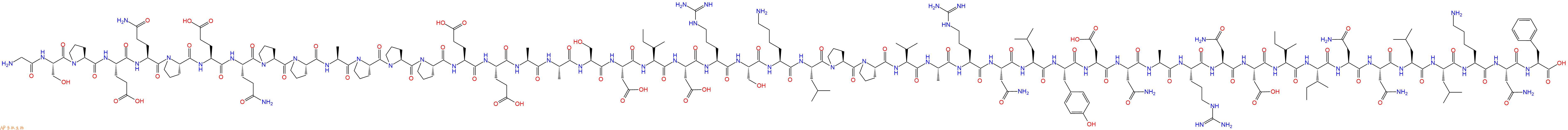 专肽生物产品H2N-Gly-Ser-Pro-Glu-Gln-Pro-Glu-Gln-Pro-Pro-Ala-Pro-Pro-Pro-Glu-Glu-Ala-Ala-Ser-Asp-Ile-Asp-Arg-Ser-Lys-Leu-Pro-Pro-Val-Ala-Arg-Asn-Leu-Tyr-Asp-Asn-Ala-Arg-Asn-Asp-Ile-Ile-Asn-Asn-Leu-Leu-Lys-Asn-Phe-COOH