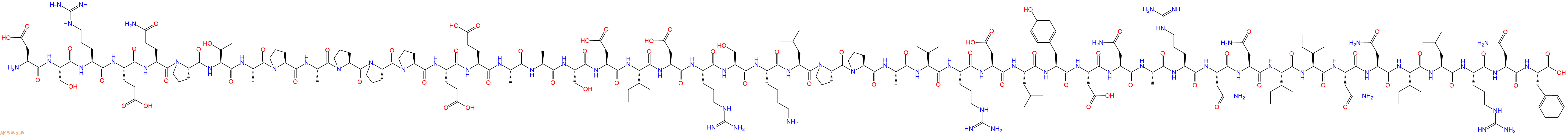 专肽生物产品H2N-Asp-Ser-Arg-Glu-Gln-Pro-Thr-Ala-Pro-Ala-Pro-Pro-Pro-Glu-Glu-Ala-Ala-Ser-Asp-Ile-Asp-Arg-Ser-Lys-Leu-Pro-Pro-Ala-Val-Arg-Asp-Leu-Tyr-Asp-Asn-Ala-Arg-Asn-Asn-Ile-Ile-Asn-Asn-Ile-Leu-Arg-Asn-Phe-COOH