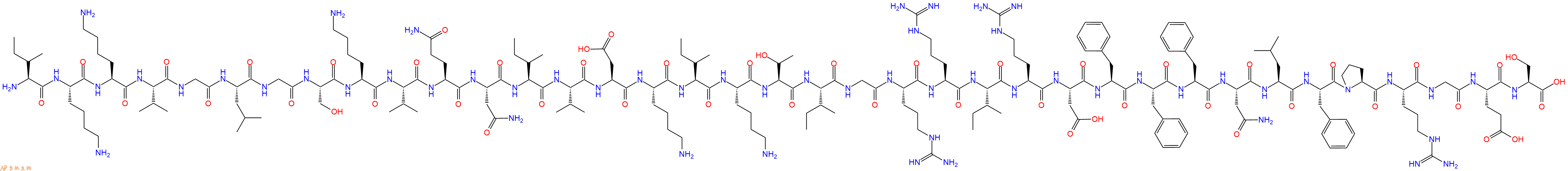 专肽生物产品H2N-Ile-Lys-Lys-Val-Gly-Leu-Gly-Ser-Lys-Val-Gln-Asn-Ile-Val-Asp-Lys-Ile-Lys-Thr-Ile-Gly-Arg-Arg-Ile-Arg-Asp-Phe-Phe-Phe-Asn-Leu-Phe-Pro-Arg-Gly-Glu-Ser-COOH