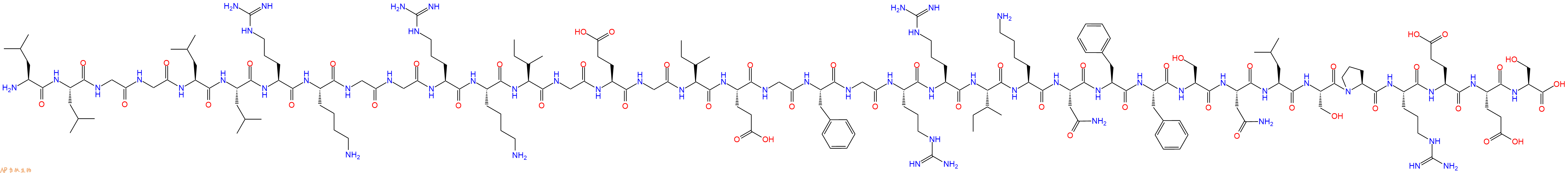 专肽生物产品H2N-Leu-Leu-Gly-Gly-Leu-Leu-Arg-Lys-Gly-Gly-Arg-Lys-Ile-Gly-Glu-Gly-Ile-Glu-Gly-Phe-Gly-Arg-Arg-Ile-Lys-Asn-Phe-Phe-Ser-Asn-Leu-Ser-Pro-Arg-Glu-Glu-Ser-COOH