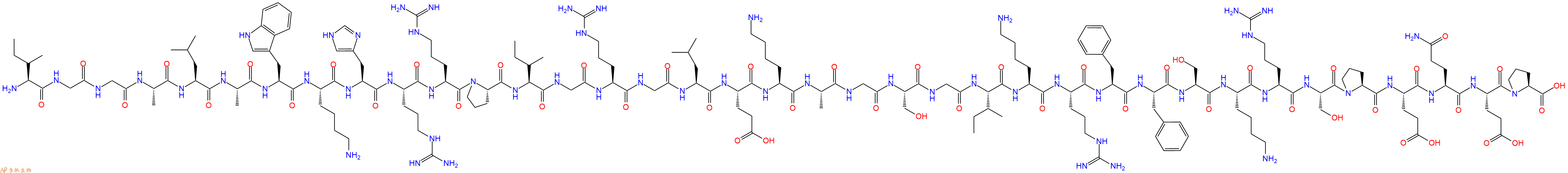 专肽生物产品H2N-Ile-Gly-Gly-Ala-Leu-Ala-Trp-Lys-His-Arg-Arg-Pro-Ile-Gly-Arg-Gly-Leu-Glu-Lys-Ala-Gly-Ser-Gly-Ile-Lys-Arg-Phe-Phe-Ser-Lys-Arg-Ser-Pro-Glu-Gln-Glu-Pro-COOH
