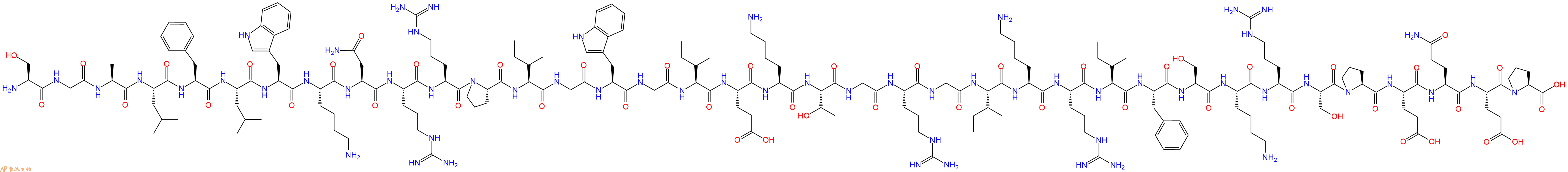 专肽生物产品H2N-Ser-Gly-Ala-Leu-Phe-Leu-Trp-Lys-Asn-Arg-Arg-Pro-Ile-Gly-Trp-Gly-Ile-Glu-Lys-Thr-Gly-Arg-Gly-Ile-Lys-Arg-Ile-Phe-Ser-Lys-Arg-Ser-Pro-Glu-Gln-Glu-Pro-COOH
