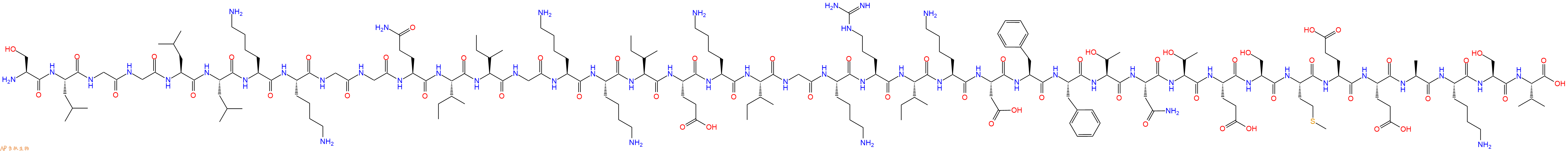 专肽生物产品H2N-Ser-Leu-Gly-Gly-Leu-Leu-Lys-Lys-Gly-Gly-Gln-Ile-Ile-Gly-Lys-Lys-Ile-Glu-Lys-Ile-Gly-Lys-Arg-Ile-Lys-Asp-Phe-Phe-Thr-Asn-Thr-Glu-Ser-Met-Glu-Glu-Ala-Lys-Ser-Val-COOH