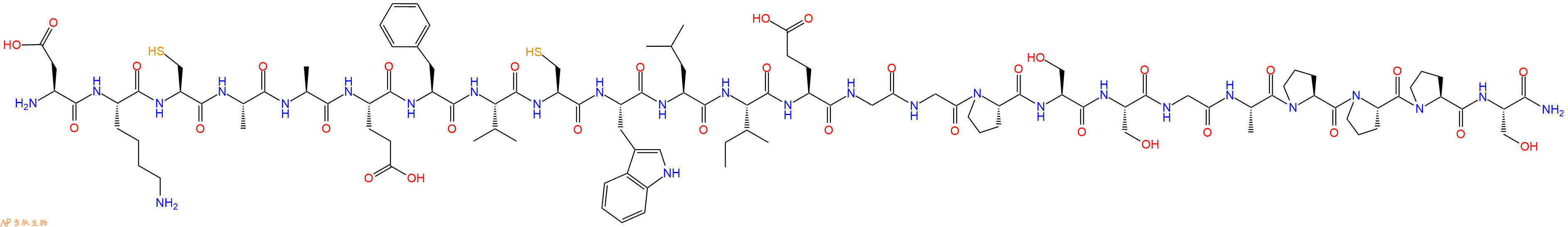 专肽生物产品H2N-Asp-Lys-Cys-Ala-Ala-Glu-Phe-Val-Cys-Trp-Leu-Ile-Glu-Gly-Gly-Pro-Ser-Ser-Gly-Ala-Pro-Pro-Pro-Ser-NH2