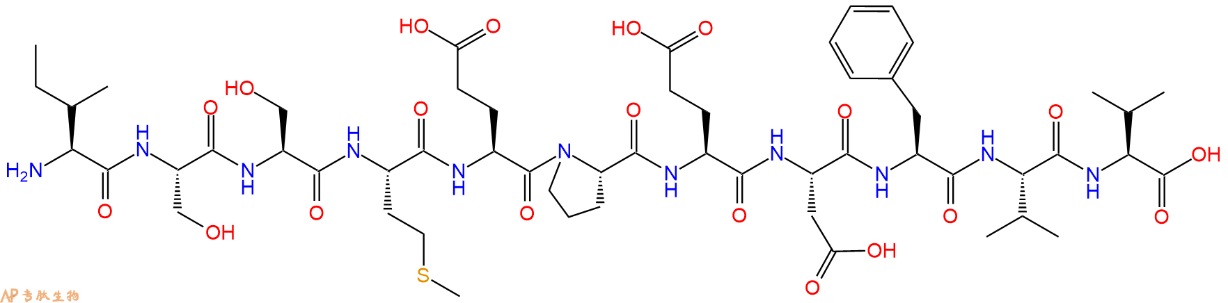 专肽生物产品H2N-Ile-Ser-Ser-Met-Glu-Pro-Glu-Asp-Phe-Val-Val-COOH