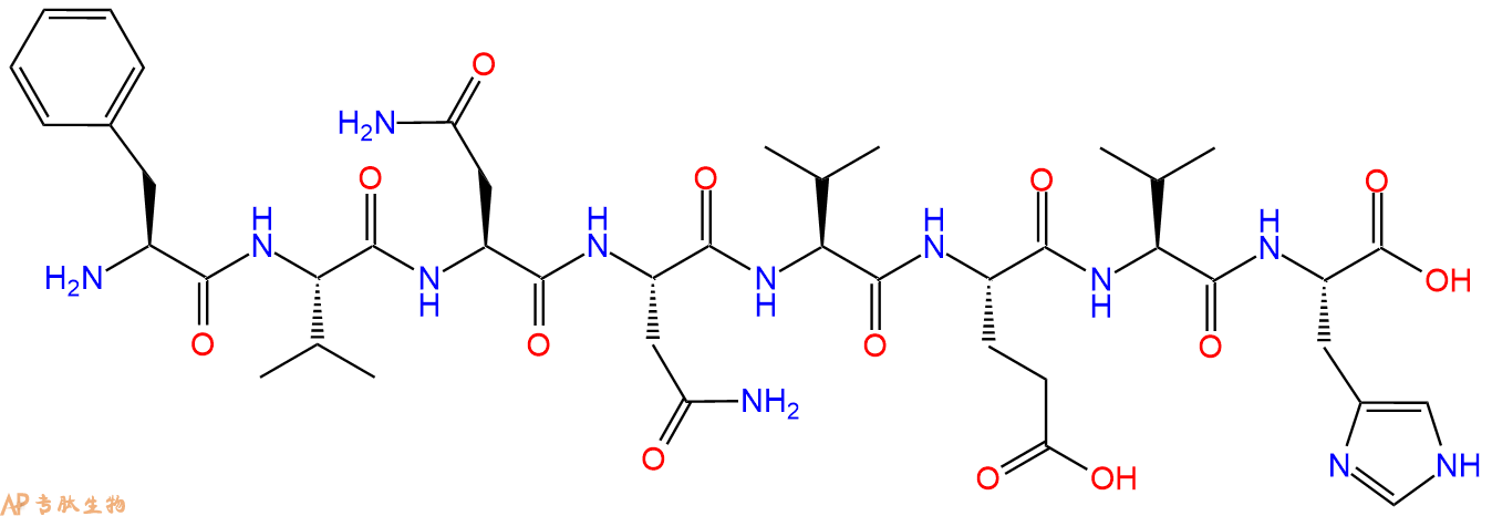 专肽生物产品H2N-Phe-Val-Asn-Asn-Val-Glu-Val-His-COOH