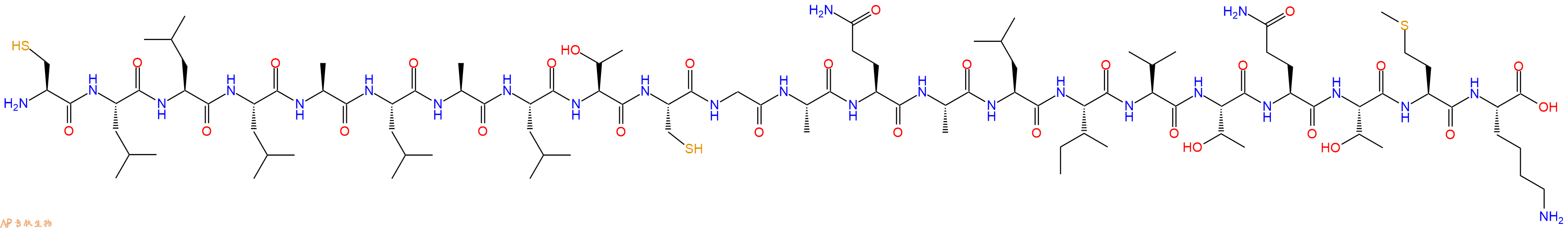 专肽生物产品H2N-Cys-Leu-Leu-Leu-Ala-Leu-Ala-Leu-Thr-Cys-Gly-Ala-Gln-Ala-Leu-Ile-Val-Thr-Gln-Thr-Met-Lys-COOH