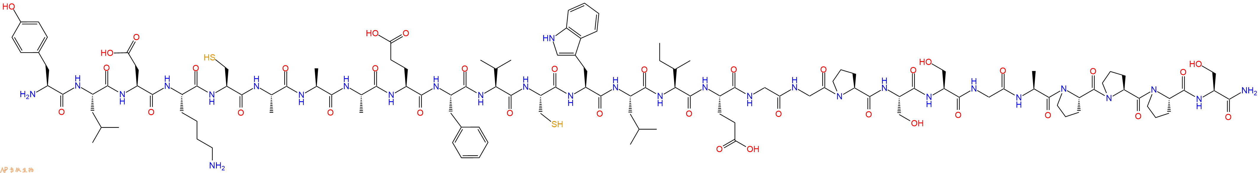 专肽生物产品H2N-Tyr-Leu-Asp-Lys-Cys-Ala-Ala-Ala-Glu-Phe-Val-Cys-Trp-Leu-Ile-Glu-Gly-Gly-Pro-Ser-Ser-Gly-Ala-Pro-Pro-Pro-Ser-NH2