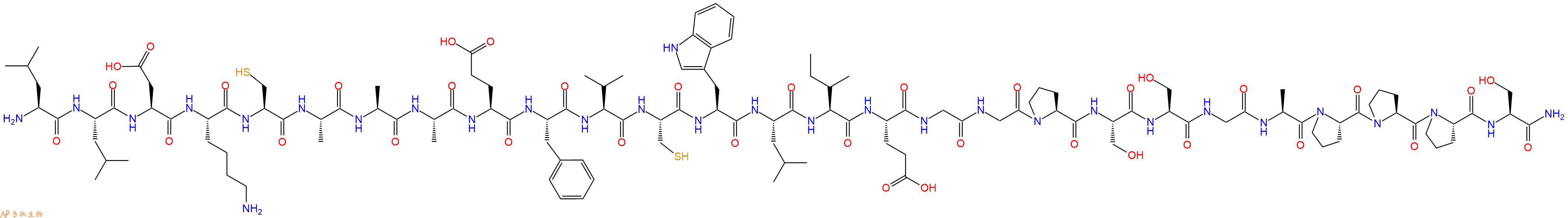 专肽生物产品H2N-Leu-Leu-Asp-Lys-Cys-Ala-Ala-Ala-Glu-Phe-Val-Cys-Trp-Leu-Ile-Glu-Gly-Gly-Pro-Ser-Ser-Gly-Ala-Pro-Pro-Pro-Ser-NH2