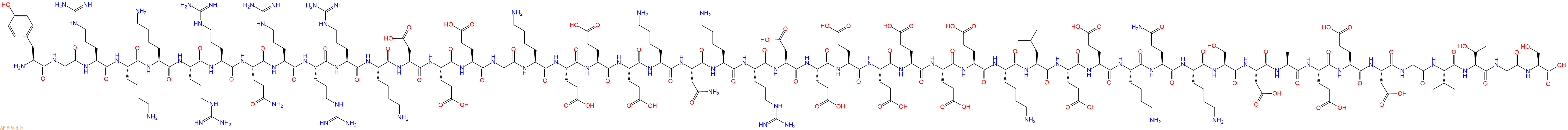 专肽生物产品H2N-Tyr-Gly-Arg-Lys-Lys-Arg-Arg-Gln-Arg-Arg-Arg-Lys-Asp-Glu-Glu-Gly-Lys-Glu-Glu-Glu-Lys-Asn-Lys-Arg-Asp-Glu-Glu-Glu-Glu-Glu-Glu-Lys-Leu-Glu-Glu-Lys-Gln-Lys-Ser-Asp-Ala-Glu-Glu-Asp-Gly-Val-Thr-Gly-Ser-COOH