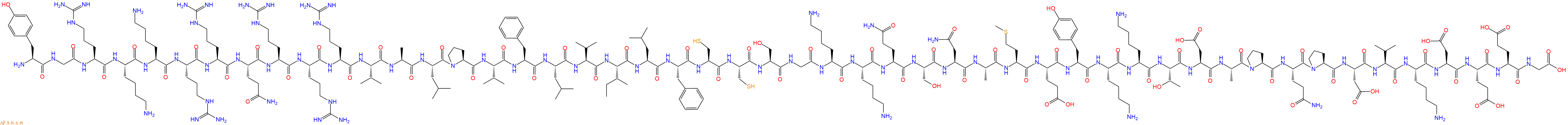 专肽生物产品H2N-Tyr-Gly-Arg-Lys-Lys-Arg-Arg-Gln-Arg-Arg-Arg-Val-Ala-Leu-Pro-Val-Phe-Leu-Val-Ile-Leu-Phe-Cys-Cys-Ser-Gly-Lys-Lys-Gln-Ser-Asn-Ala-Met-Glu-Tyr-Lys-Lys-Thr-Asp-Ala-Pro-Gln-Pro-Asp-Val-Lys-Asp-Glu-Glu-Gly-COOH
